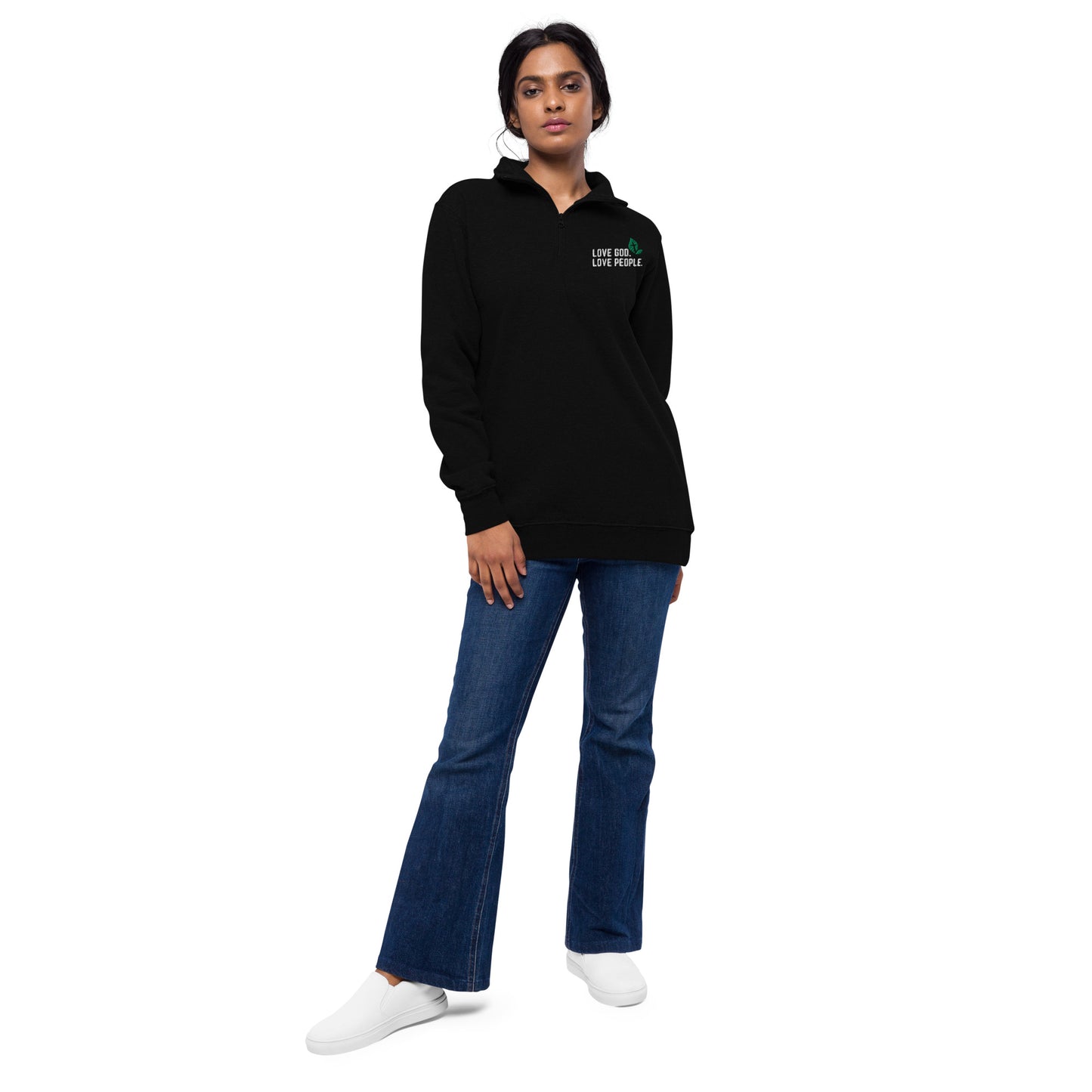 Unisex fleece quarter zip pullover