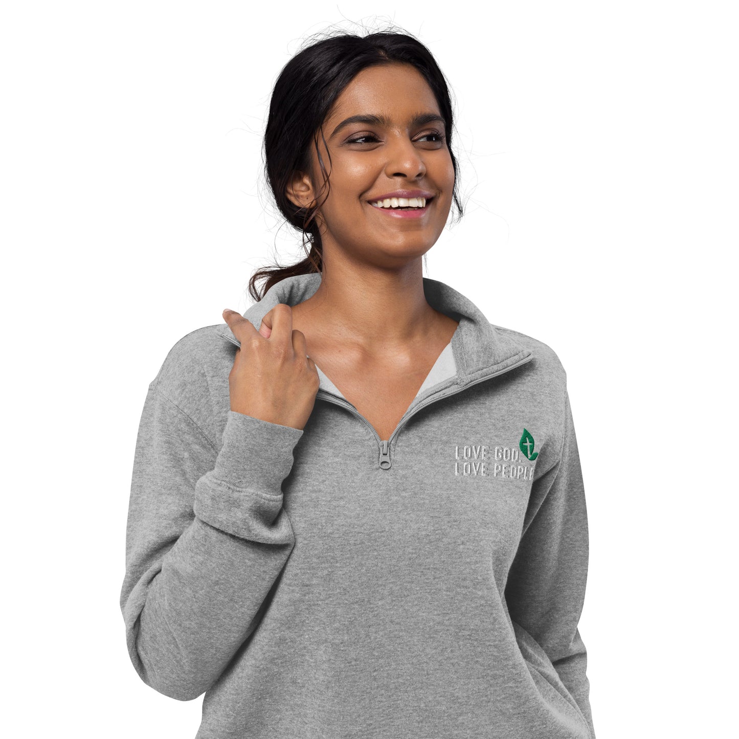 Unisex fleece quarter zip pullover